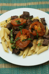 pasta with beef and roasted tomato