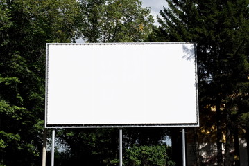 Empty billboard on background wood