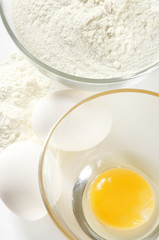 Chicken eggs and flour