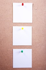sheets of paper attached by a thumbtacks