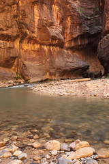 Outdoor canyon and river with flowing water