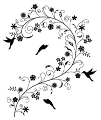 Flower pattern with birds