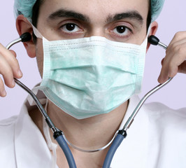 Young doctor with stethoscope.