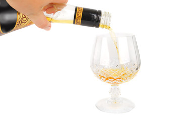 Brandy bottle in arm