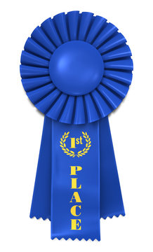 Blue Ribbon for First Place. Includes pro clipping path.