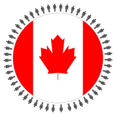 Canadian flag with people