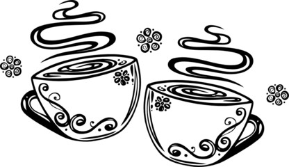 Kaffee, Cafe, Kaffeetassen, Blumen, floral