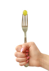 woman's hand with a fork