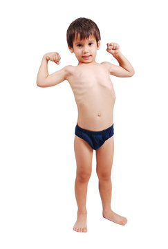 A little cute body builder isolated