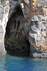 Detail of a big grotto along seacoast, Palinuro, Italy