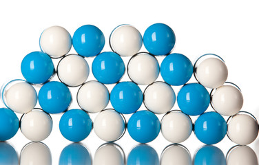 macro view of blue medical pills