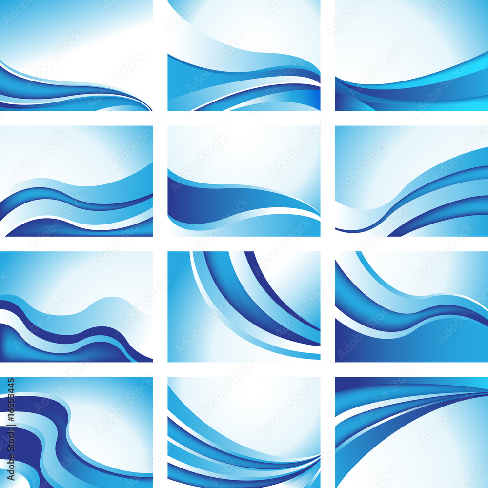 Wall mural blue wave background set