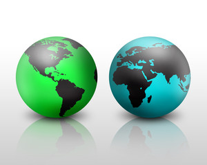 world globes ( shown from two different sides)