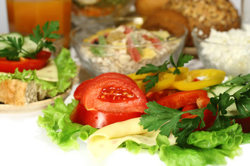 vitamins Breakfast: fruit, vegetables, cheese