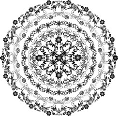 black round design with curls