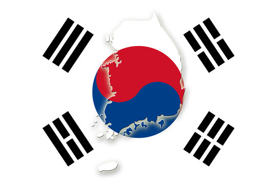 south korea, südkorea, flag fahne shape