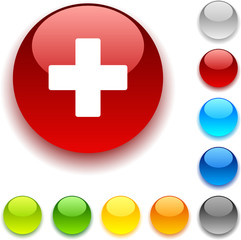 Switzerland shiny button. Vector illustration.