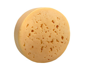 Yellow cheese of circle form.