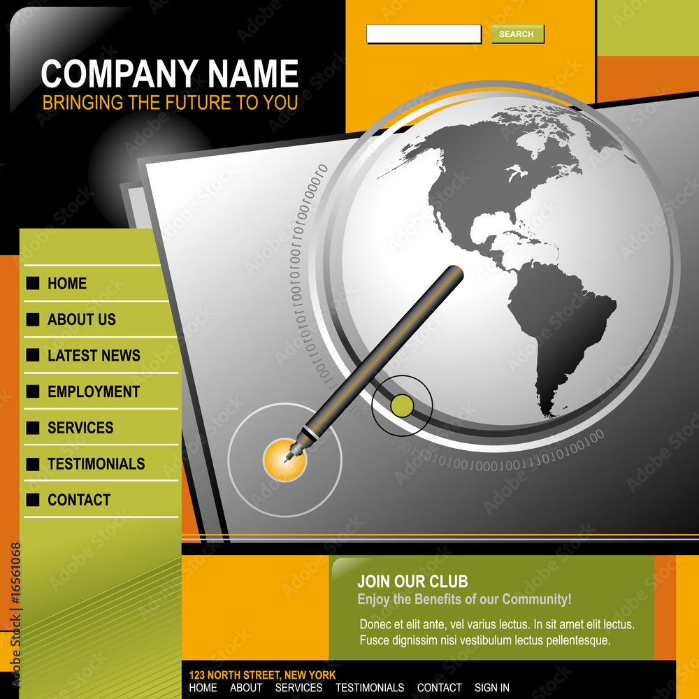 Wall mural business globe pen internet web design template