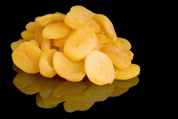 Dried Apricots Isolated on Black