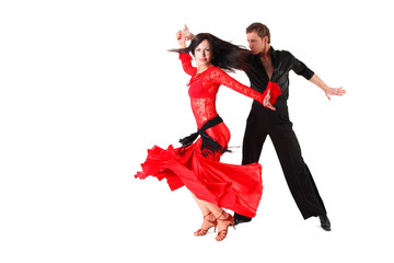 dancers in action isolated on white