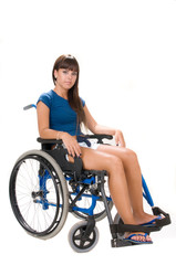 Obraz na płótnie Canvas Handicapped woman on wheelchair