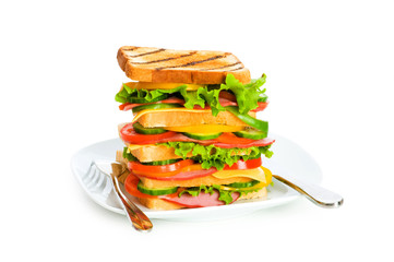 Giant sandwich isolated on the white background