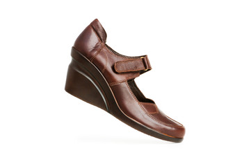 Brown boots isolated on the white background