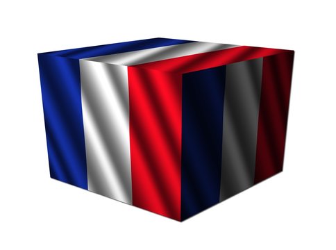 French flag cube isolated on white illustration