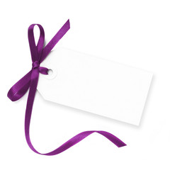 Blank Tag with Purple Ribbon