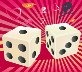 Casino dice two points. Vector illustration.
