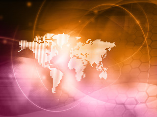 Obraz premium world map technology style
