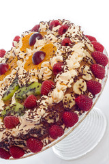 cake with cream and fruits