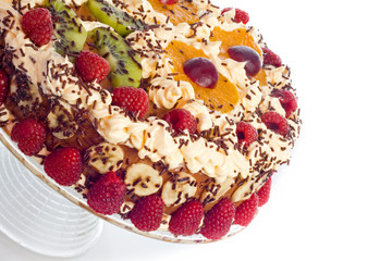 cake with cream and fruits
