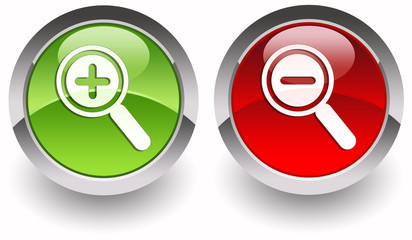 Zoom in & zoom out glossy icons