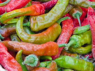 Red and green hot chili peppers