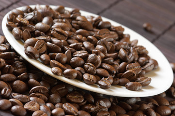 Coffee beans in plate