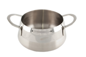 stainless steel saucepan isolated on white