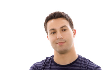 close-up of a casual man portrait - isolated over a white backgr