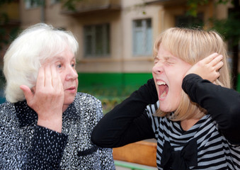 The grandmother and the grand daughter: quarrel