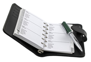 agenda noir ouvert