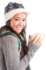 Beautiful asian woman drinking coffee