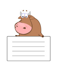 Bull with greeting card