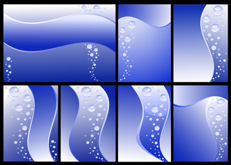 Underwater background with bubbles and wave
