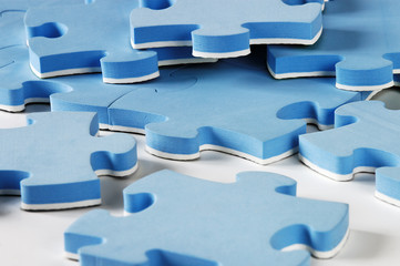 Blue puzzles close-up