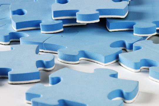Blue puzzles close-up