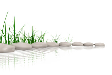 Stones & grass at waters edge