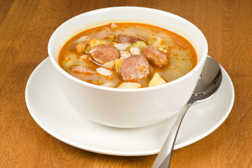 Romano Bean Soup with Chorizo Sausages