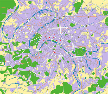 layered vector map of paris.