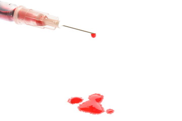 Syringe with blood